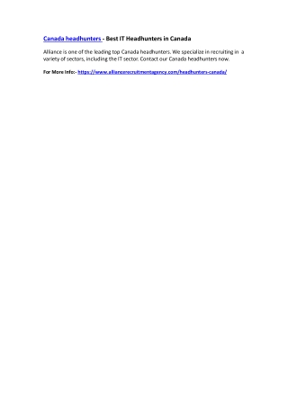 Canada headhunters - Best IT Headhunters in Canada