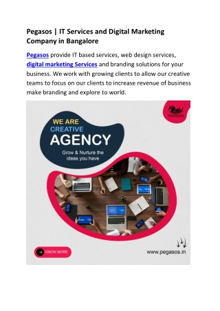 Pegasos IT Services and Digital Marketing Company in Bangalore