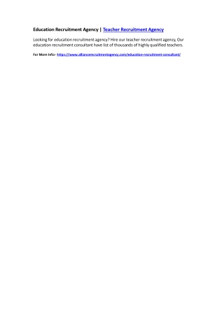 Education Recruitment Agency | Teacher Recruitment Agency