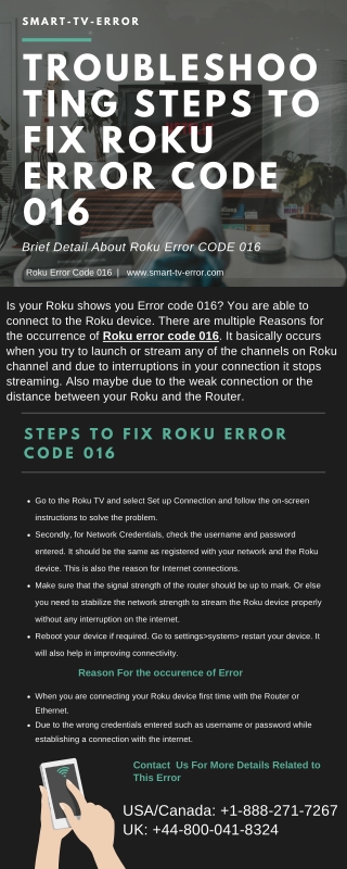 Troubleshooting Steps to Fix Roku Error Code 016