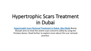 Hypertrophic Scars Treatment in Dubai