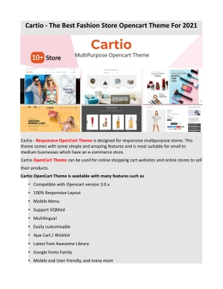 Cartio - The Best Fashion Store Opencart Theme For 2021