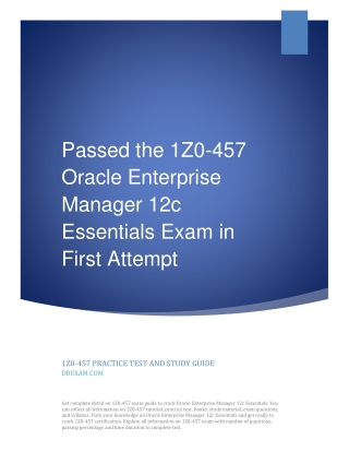 Passed the 1Z0-457 Oracle Enterprise Manager 12c Essentials Exam in First Attempt