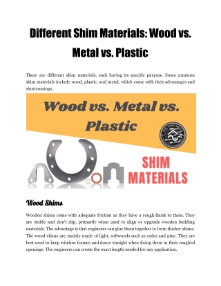 Different Shim Materials: Wood vs. Metal vs. Plastic