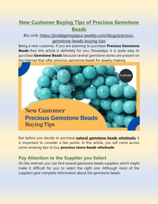 Tips for New customer To Buy Precious Gemstone Beads