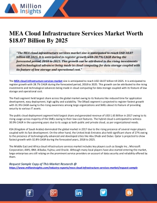 MEA Cloud Infrastructure Services Market Worth $18.07 Billion By 2025