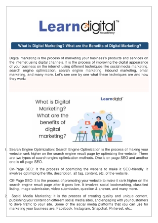 What is Digital Marketing? What are the Benefits of Digital Marketing?