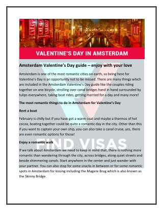 Enjoy the best of Valentine’s Day with Amsterdam Valentine’s Day guide