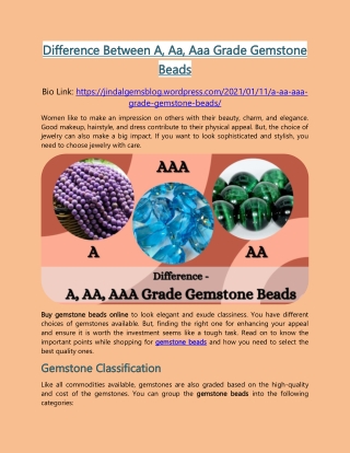 Difference Between A, Aa, Aaa Grade Gemstone Beads