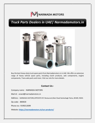 Truck Parts Dealers in UAE| Narmadamotors.in