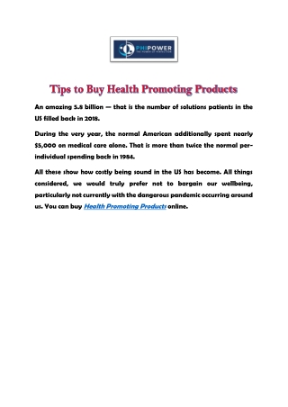 Tips to Buy Health Promoting Products