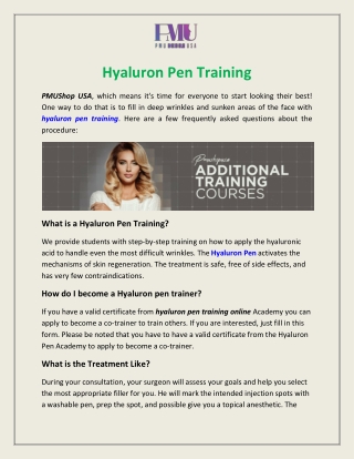 Hyaluron Pen Training