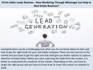 Prime Seller Leads Reviews - How Marketing Through Whatsapp Can Help In Real Estate Business?