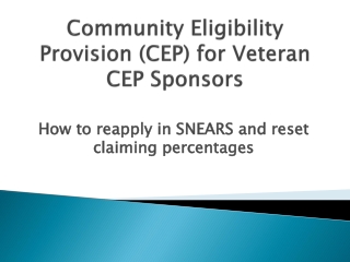 Community Eligibility Provision (CEP) for Veteran CEP Sponsors
