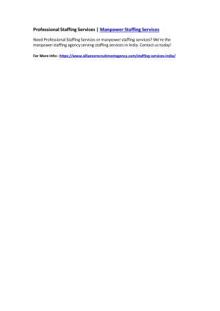 Professional Staffing Services | Manpower Staffing Services