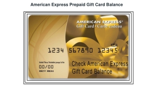 American Express Prepaid Gift Card Balance