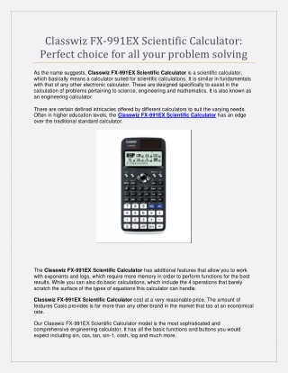 Classwiz FX-991EX Scientific Calculator: Perfect choice for all your problem solving