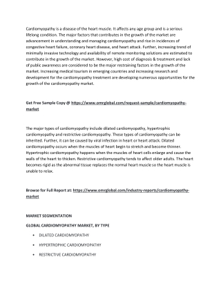 Cardiomyopathy Market  Size, Growth | Industry Analysis and Forecast 2019-2025