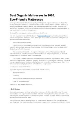 Best Organic Mattresses in 2020: Eco-Friendly Mattresses