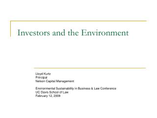 Investors and the Environment