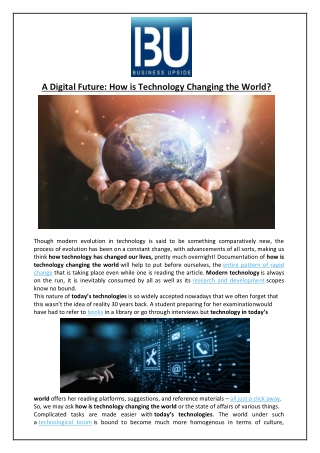 A Digital Future: How is Technology Changing the World?