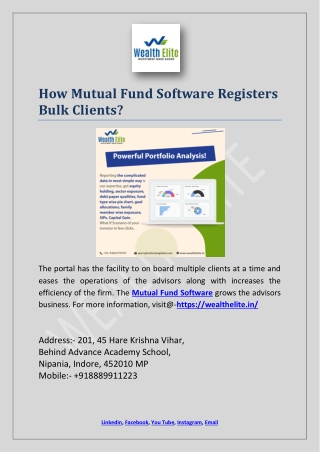 How Mutual Fund Software Registers Bulk Clients?