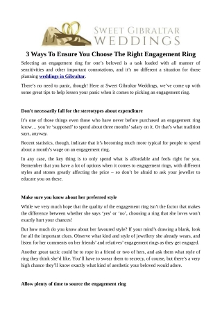 3 Ways To Ensure You Choose The Right Engagement Ring
