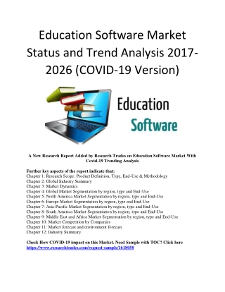 Education Software Market Status and Trend Analysis 2017-2026 (COVID-19 Version)