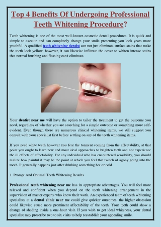 Top 4 Benefits Of Undergoing Professional Teeth Whitening Procedure?