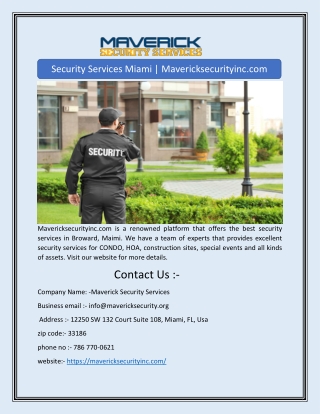 Security Services Miami | Mavericksecurityinc.com