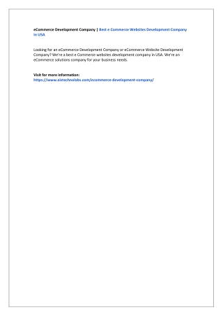 eCommerce Development Company | Best e Commerce Websites Development Company In USA