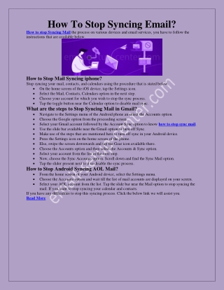 How To Stop Syncing Mail Easily?