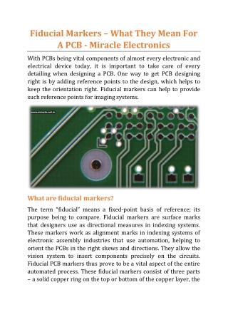 Fiducial Markers – What They Mean For A PCB - Miracle Electronics