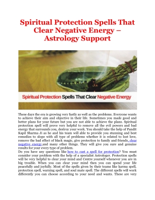 Spiritual Protection Spells That Clear Negative Energy - Astrology Support