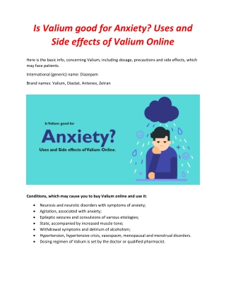 Is Valium good for Anxiety? Uses and Side effects of Valium Online