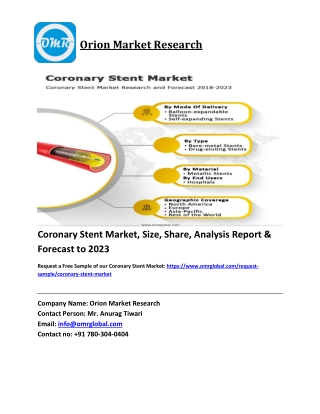Coronary Stent Market Size, Industry Trends, Share and Forecast 2018-2023
