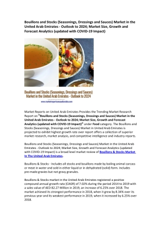 United Arab Emirates Bouillons and Stocks Market Research Report 2024