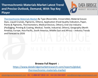 Thermochromic Materials Market Latest Trend and Precise Outlook, Demand, With Top Key Player