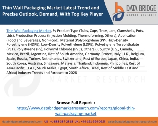 Thin Wall Packaging Market Latest Trend and Precise Outlook, Demand, With Top Key Player