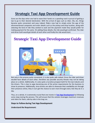 Strategic Taxi App Development Guide