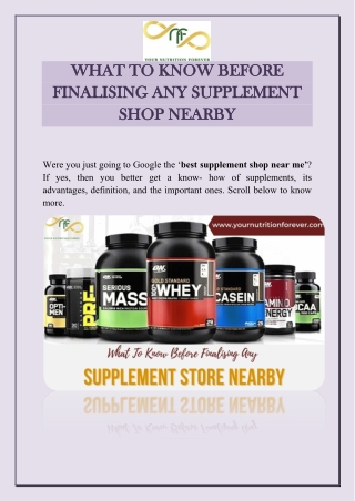 WHAT TO KNOW BEFORE FINALISING ANY SUPPLEMENT SHOP NEARBY