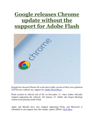 Google releases Chrome update without the support for Adobe Flash