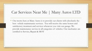 Car Service Near Me | MOT & Repair Centre | Vehicle Maintenance