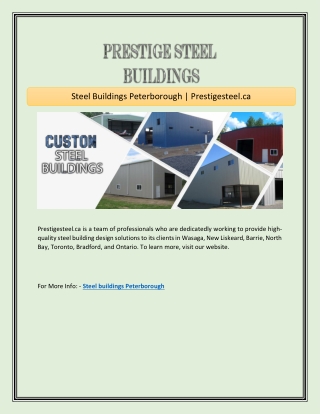 Steel Buildings Peterborough | Prestigesteel.ca