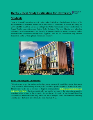 Derby - ideal study destination for university students