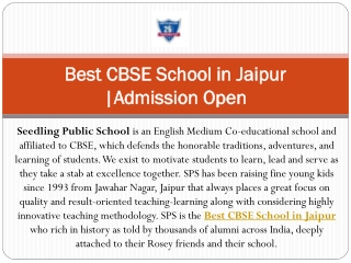 Best CBSE School in Jaipur |Admission Open