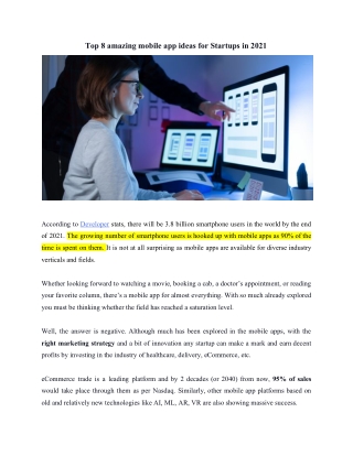 Top 8 mobile app ideas for startups to try in 2021