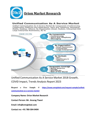 Unified Communication As A Service Market 2018 Growth, COVID Impact, Trends Analysis Report 2023