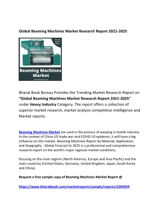 Global Beaming Machines Market Forecast 2021-2025