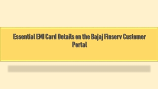Essential EMI Card Details on the Bajaj Finserv Customer Portal
